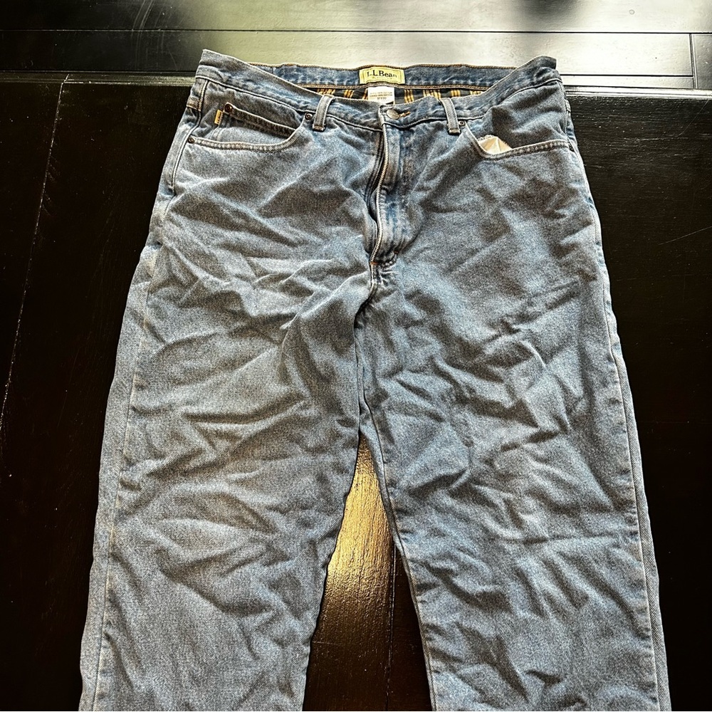 Vintage 37x32 L.L. Bean Men's Blue Jeans Lined Outdoor Winter Ready Construction